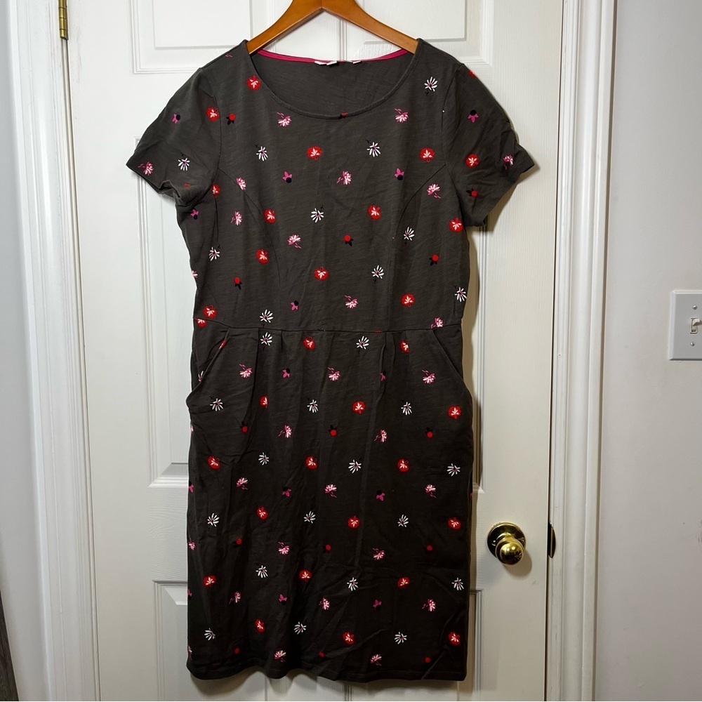 Boden Green Floral Sheath Dress Size 16